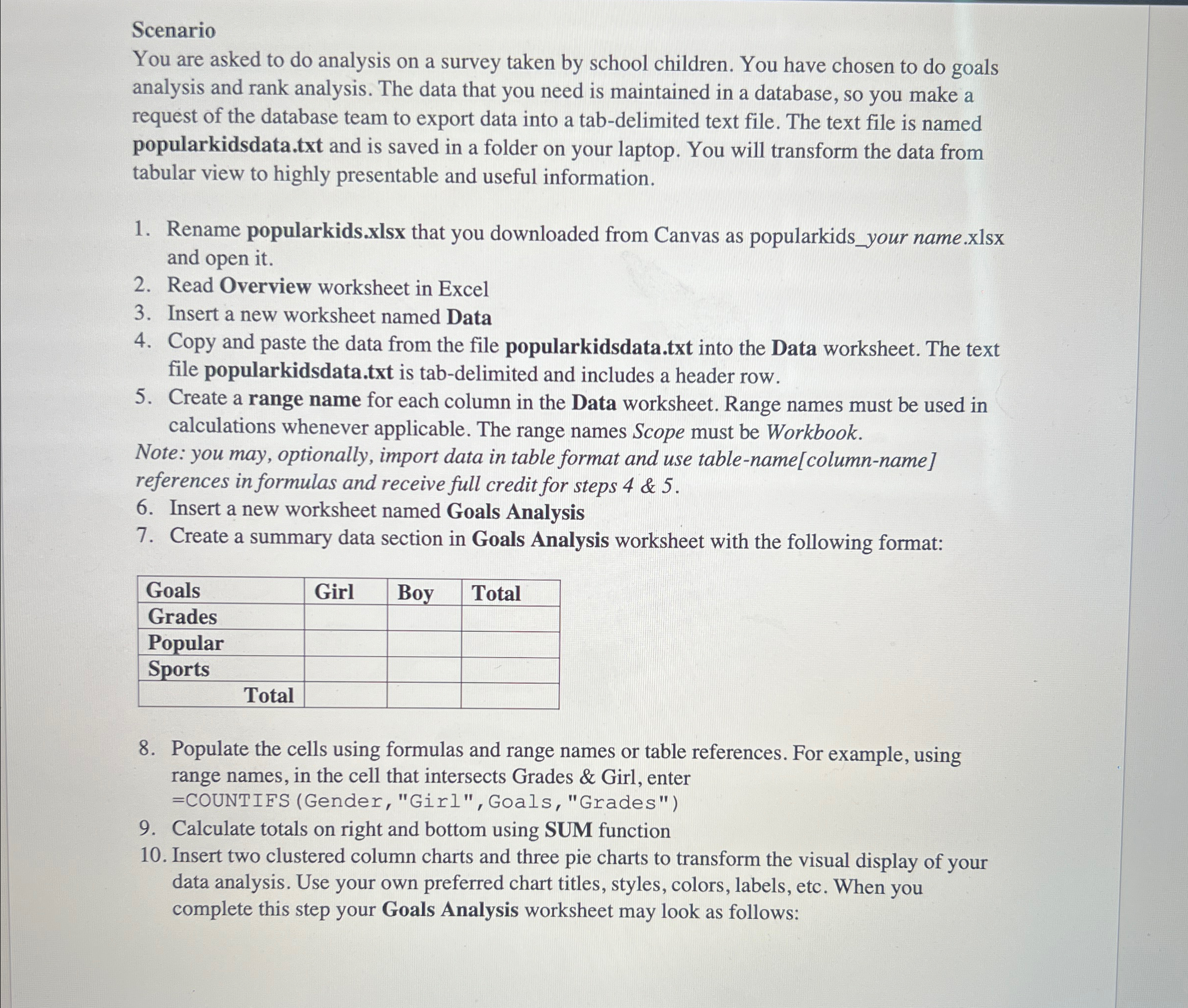 Scenario You are asked to do analysis on a survey