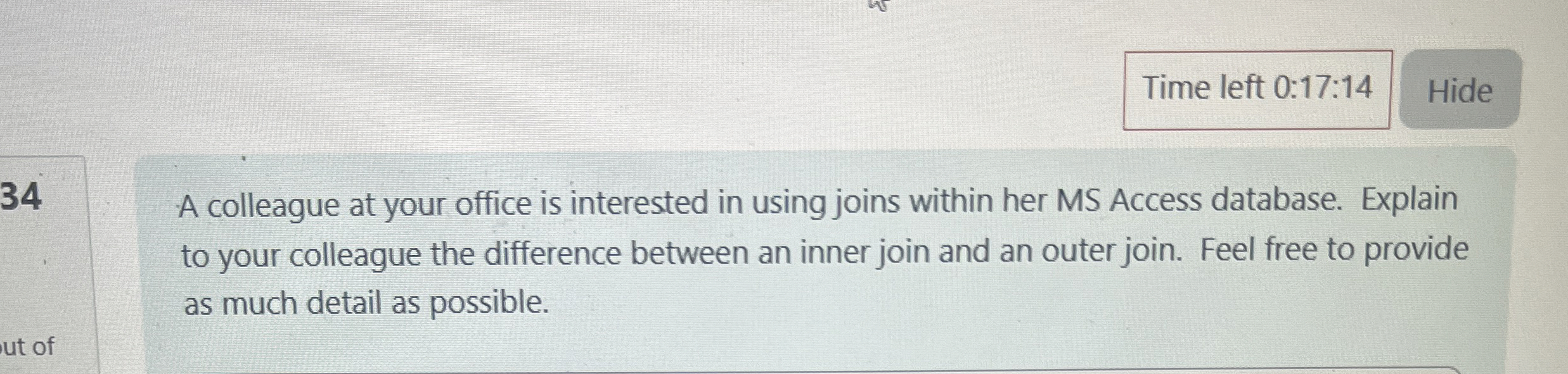 Time left 0 : 1 7 : 1 4 3 4 A colleague at your