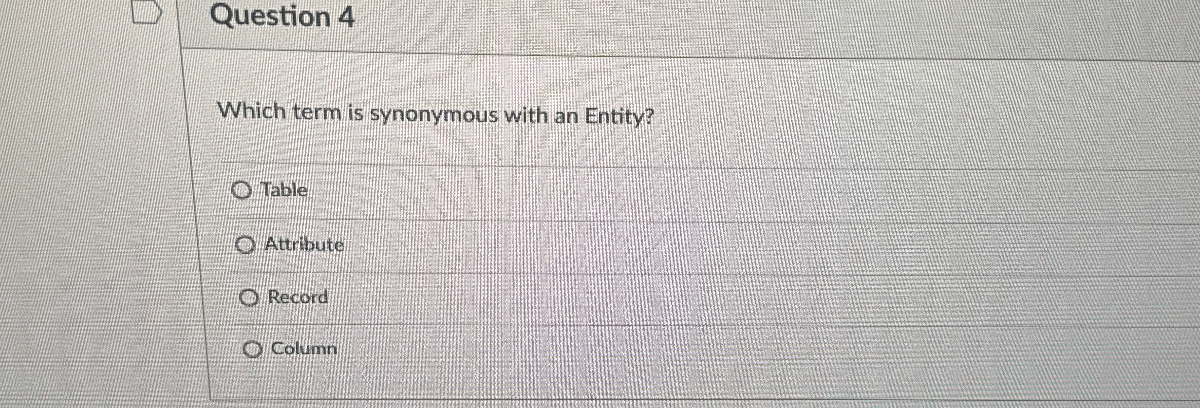 Question 4 Which term is synonymous with an