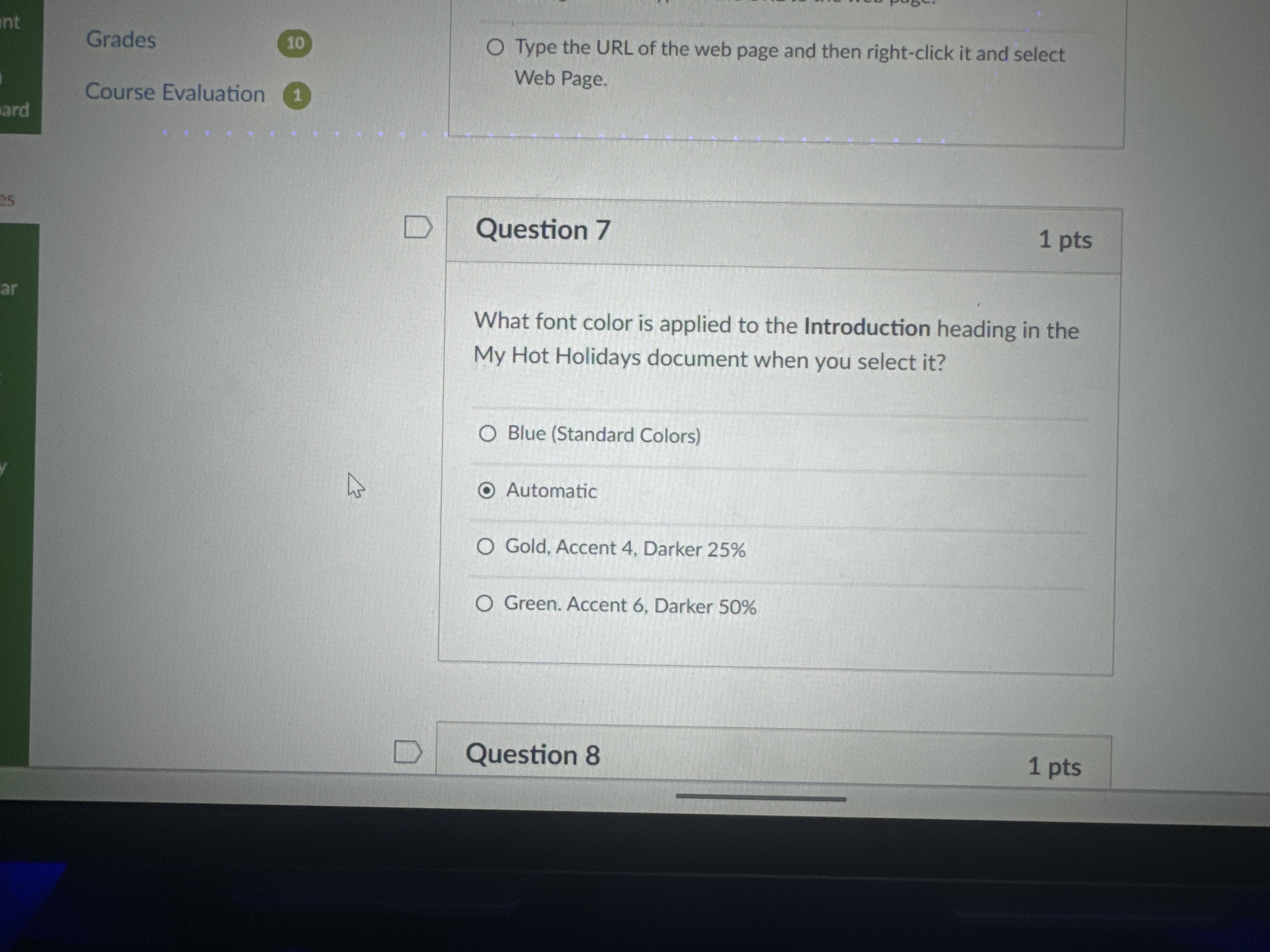 Type the URL of the web page and then right -