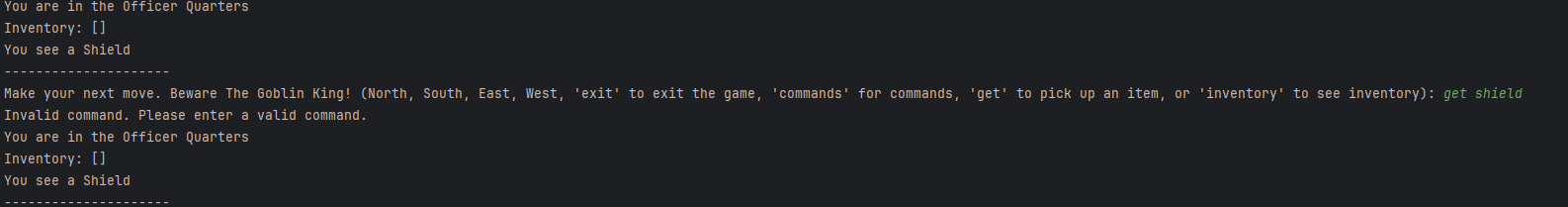 in my python text based game, the get commnad