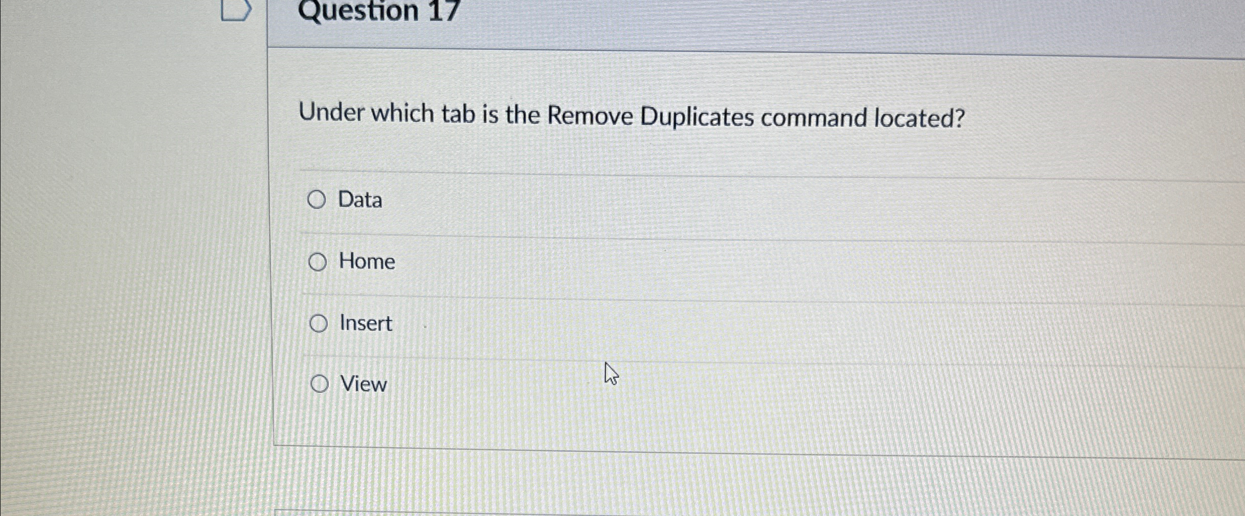 Question 1 7 Under which tab is the Remove