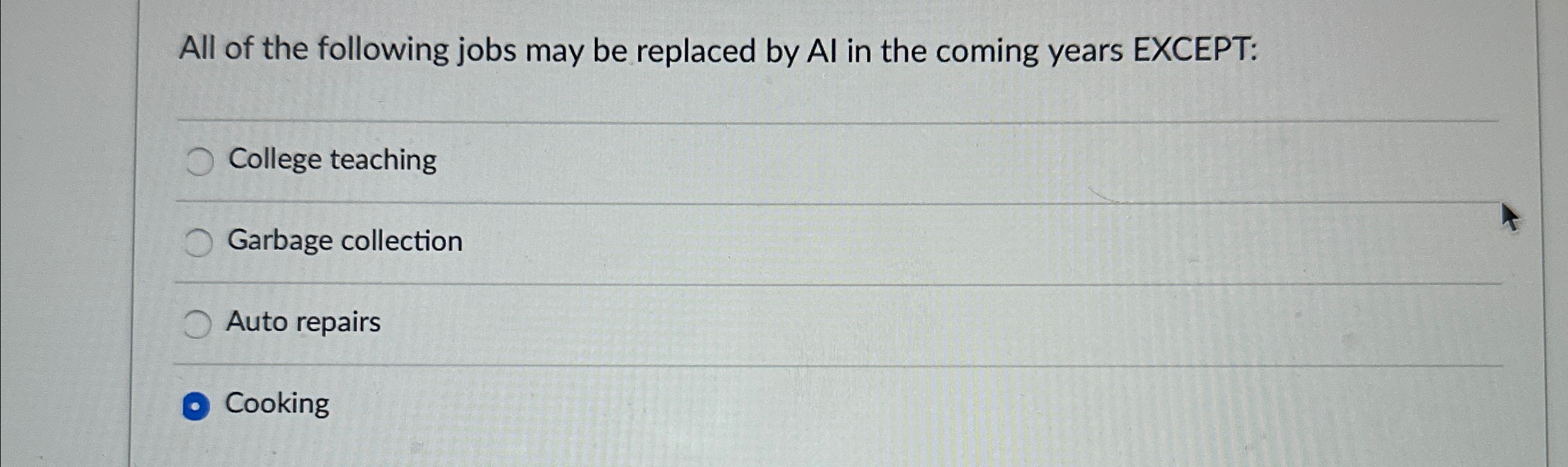 All of the following jobs may be replaced by Al