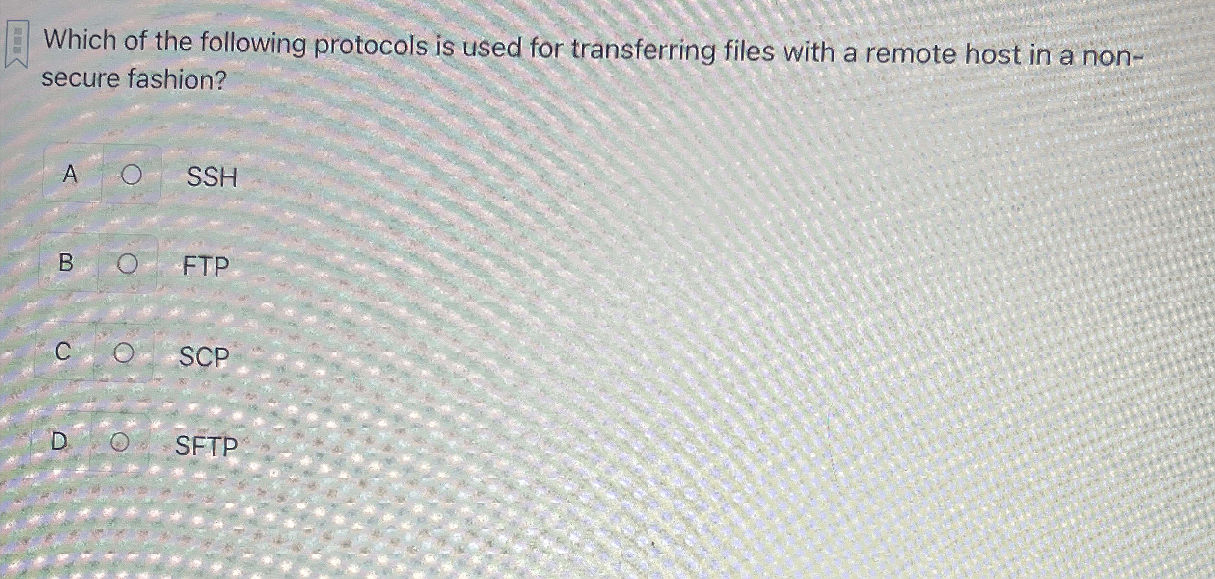 Which of the following protocols is used for