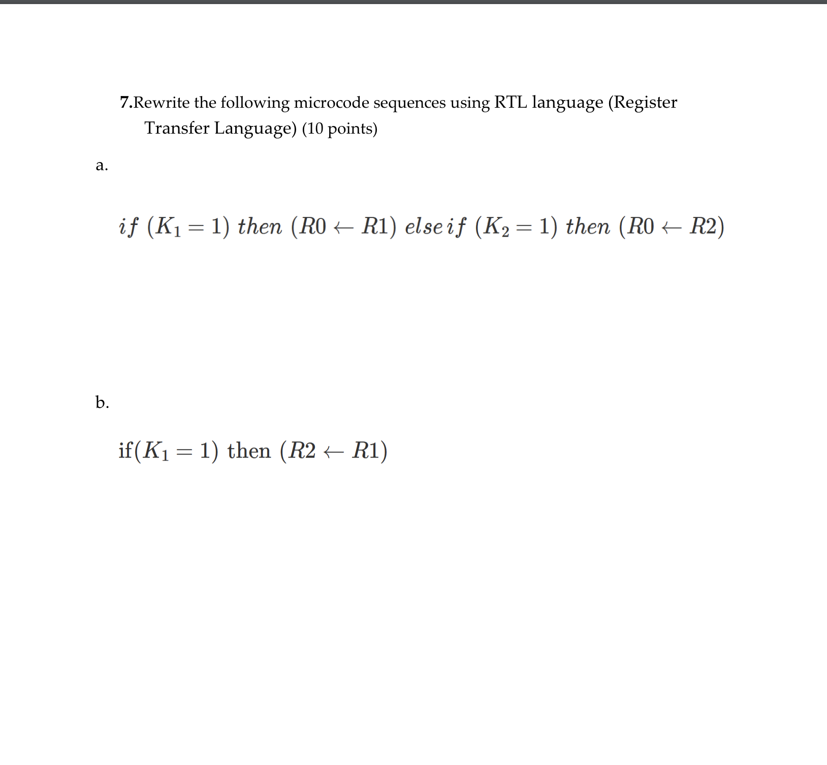 7 . Rewrite the following microcode sequences