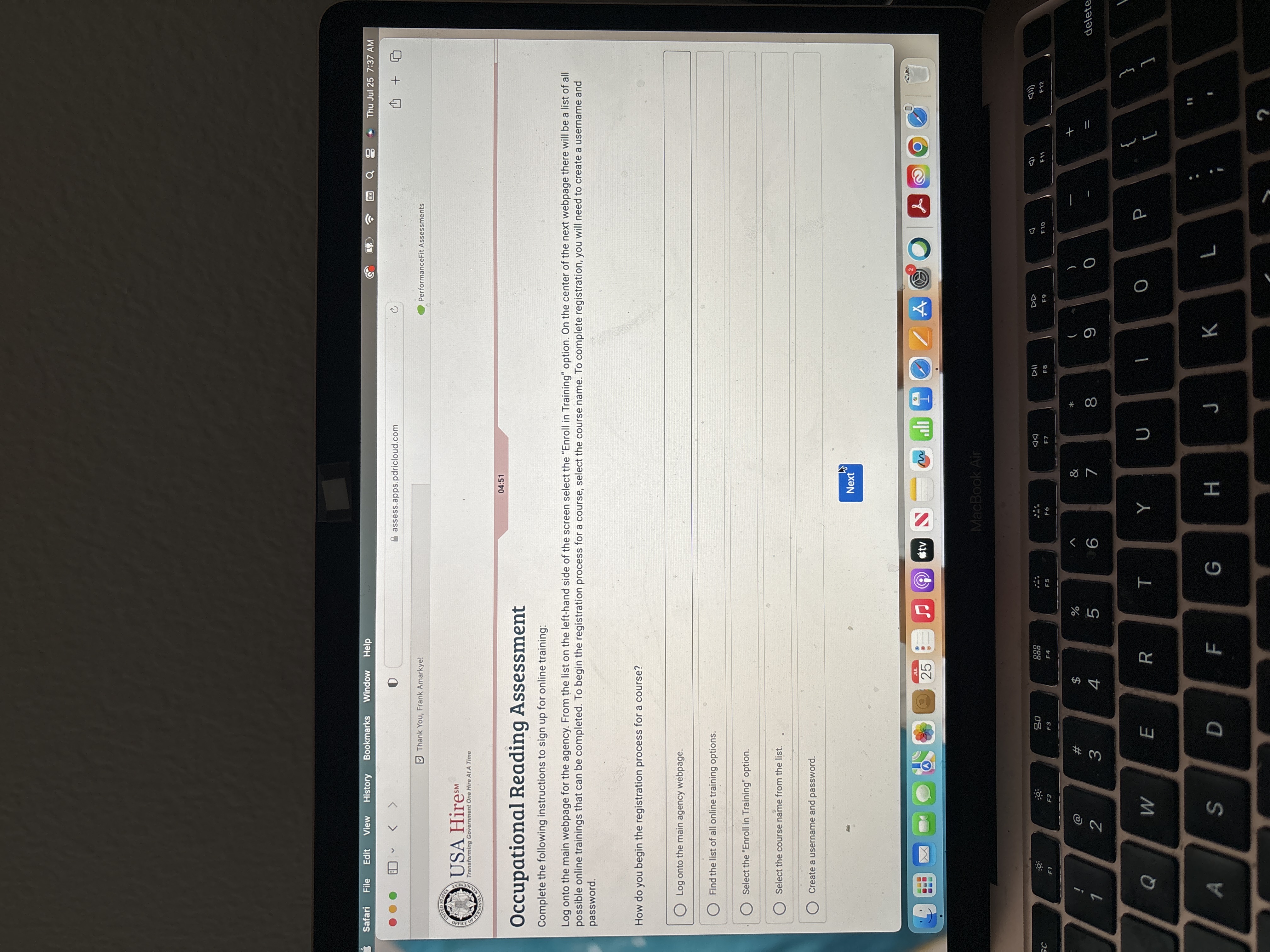 Occupational Reading Assessment Complete the