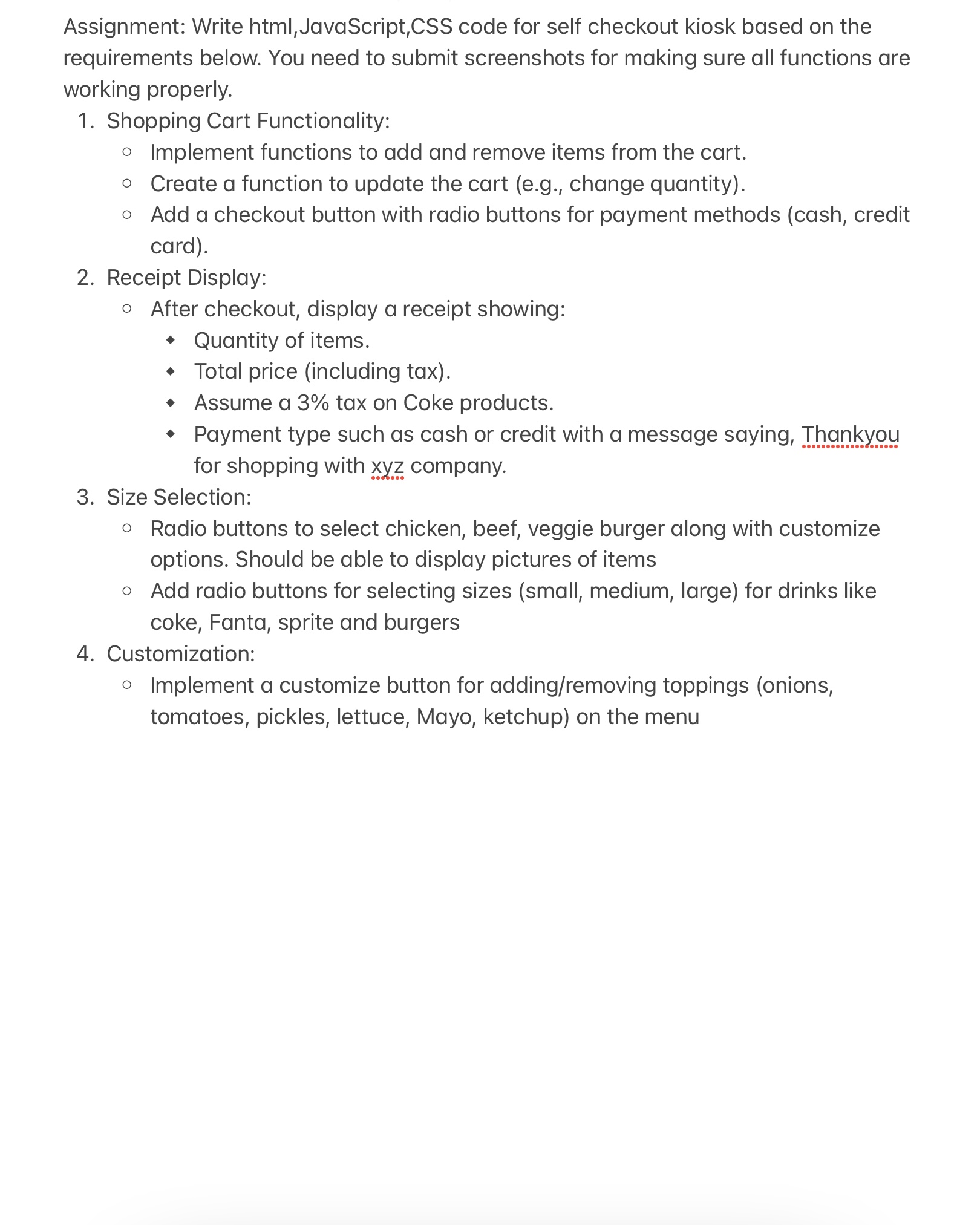 Assignment: Write html , JavaScript,CSS code for