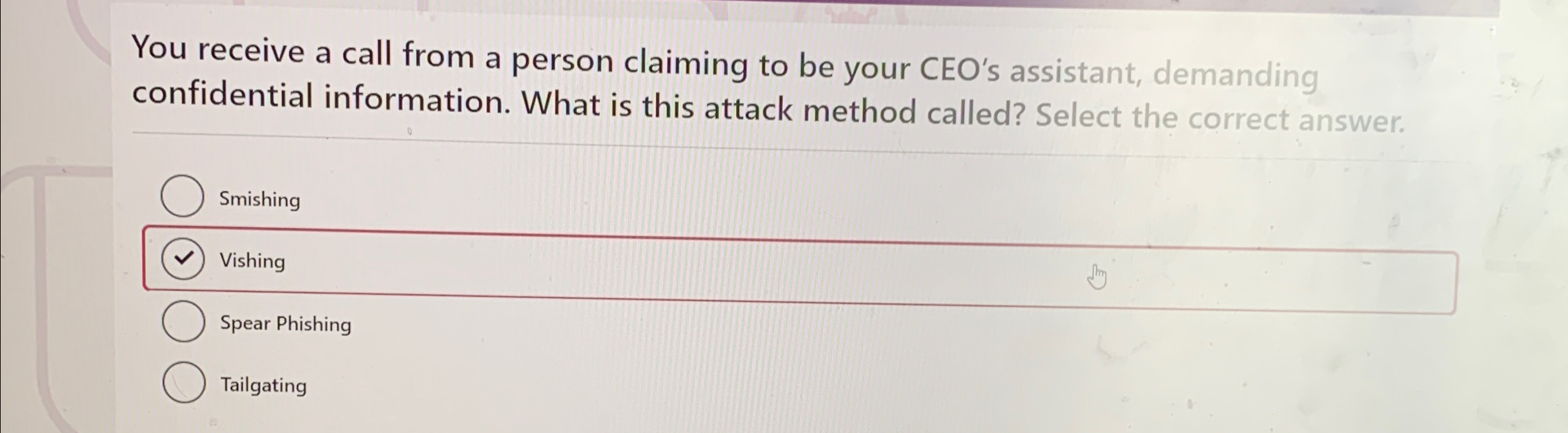 You receive a call from a person claiming to be