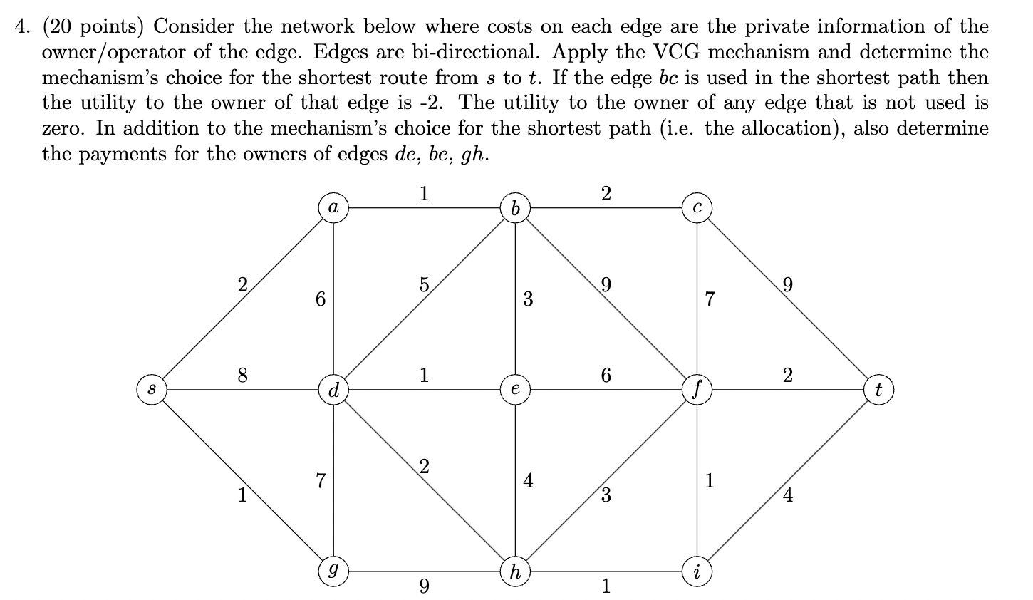 ( 2 0 points ) Consider the network below where