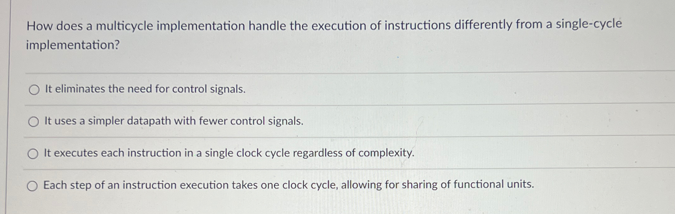 How does a multicycle implementation handle the
