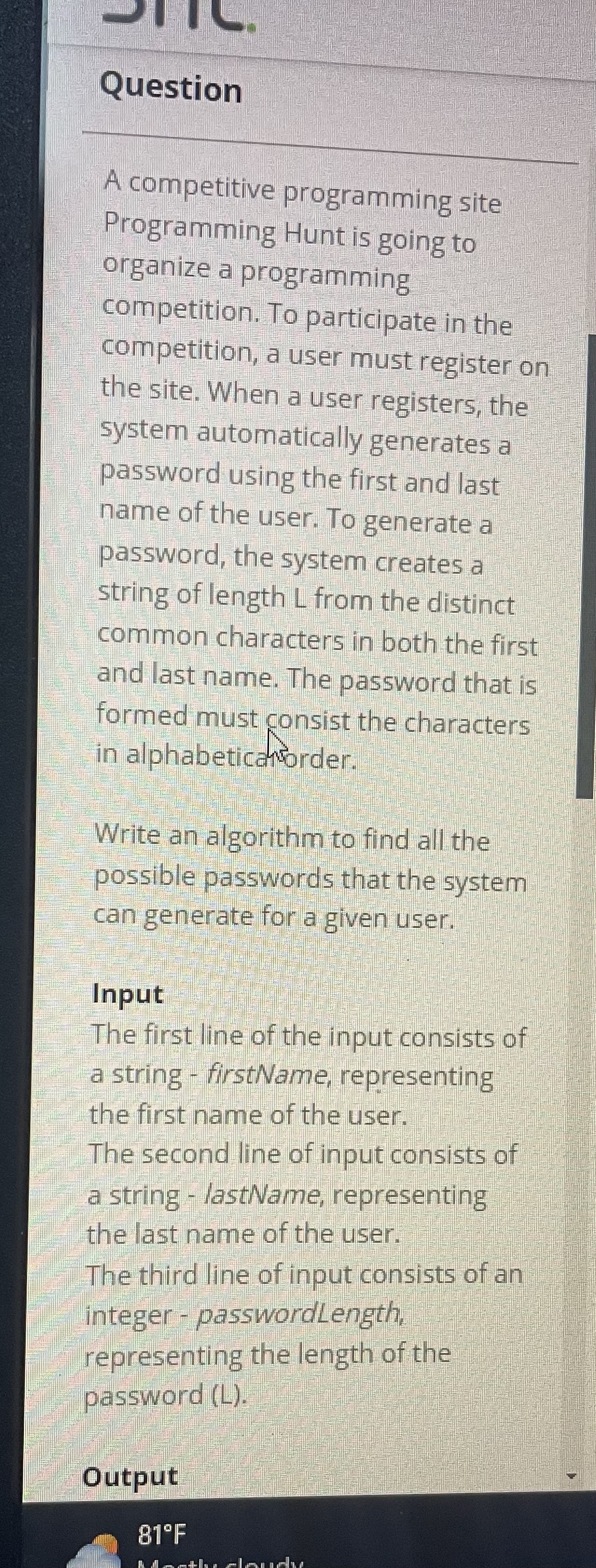 Question A competitive programming site