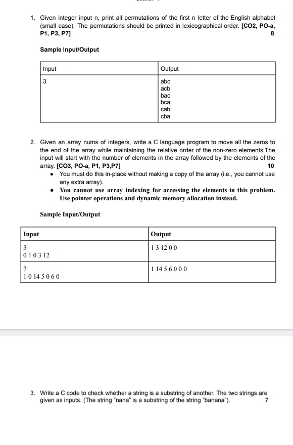 Given integer input n , print all permutations of