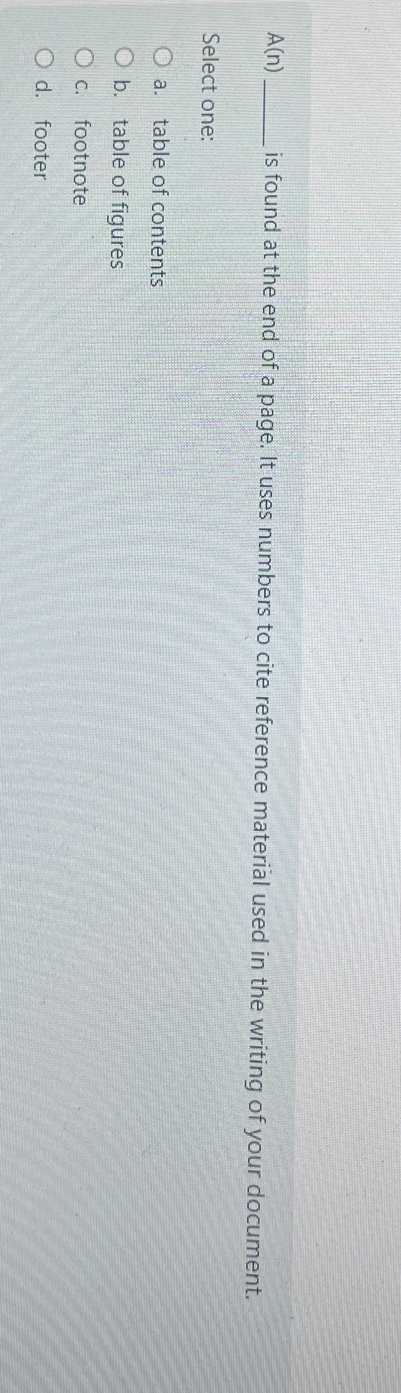 A ( is found at the end of a page. It uses