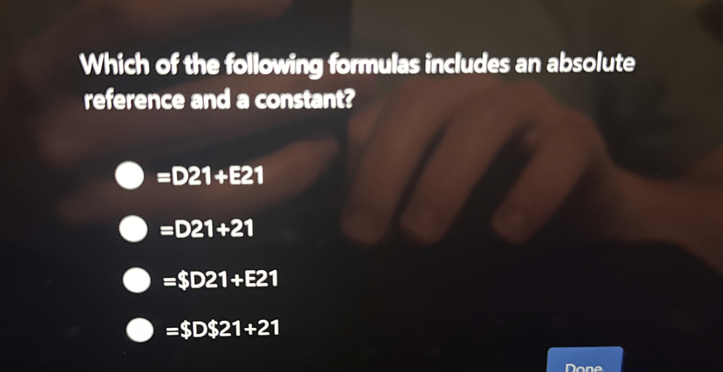 Which of the following formulas includes an