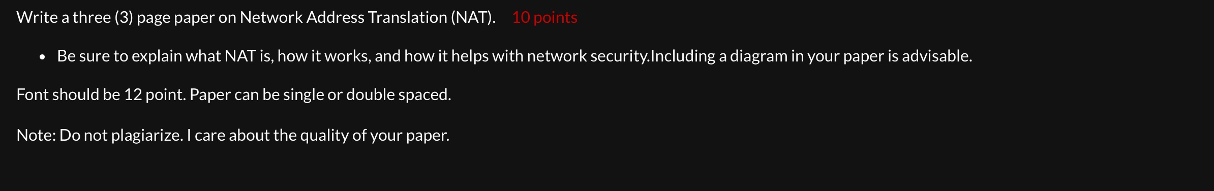 Write a three ( 3 ) page paper on Network Address