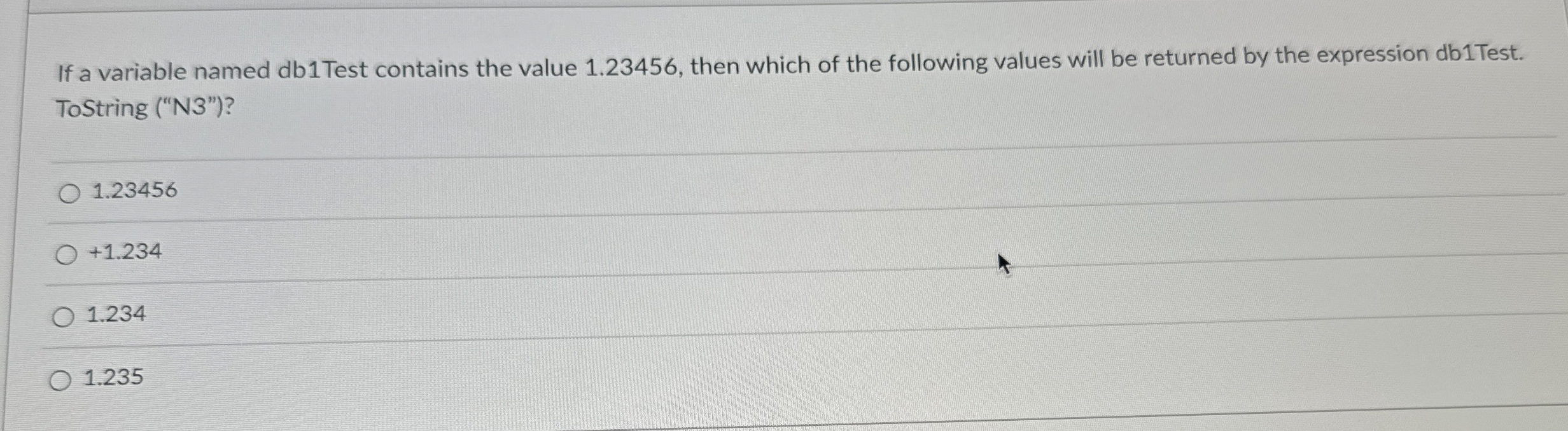 If a variable named db 1 Test contains the value