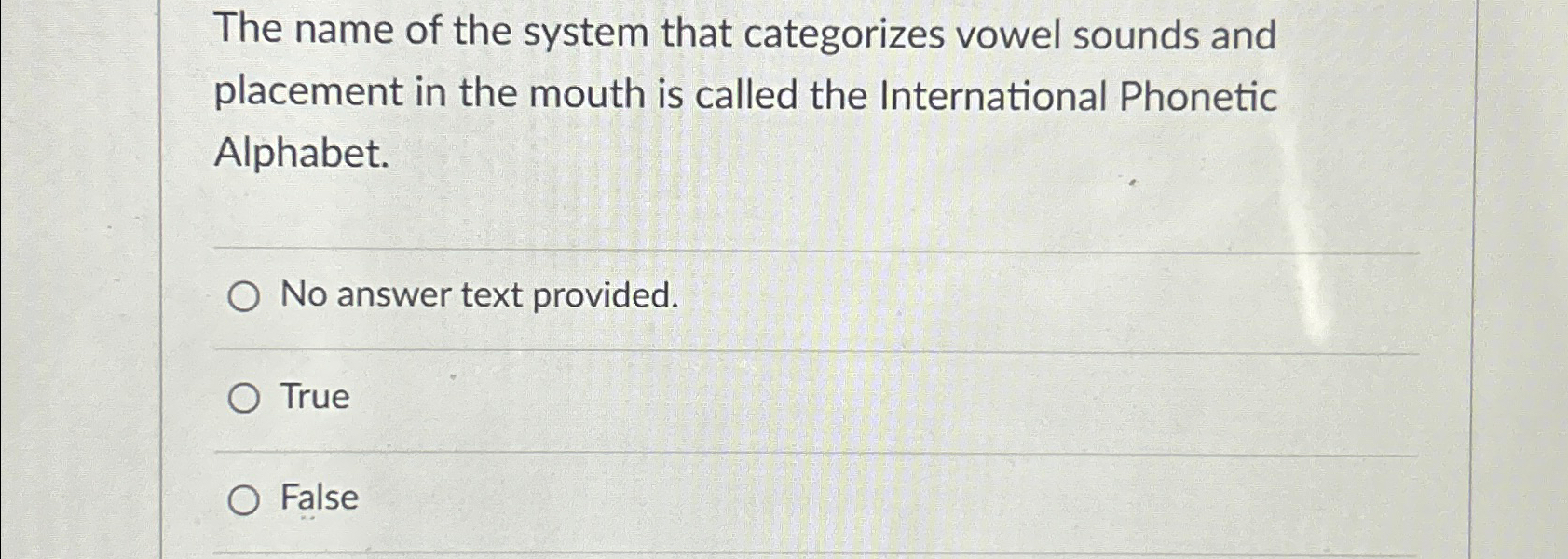 The name of the system that categorizes vowel