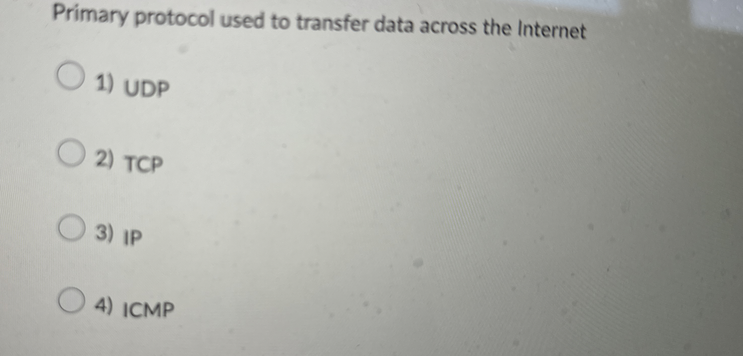 Primary protocol used to transfer data across the