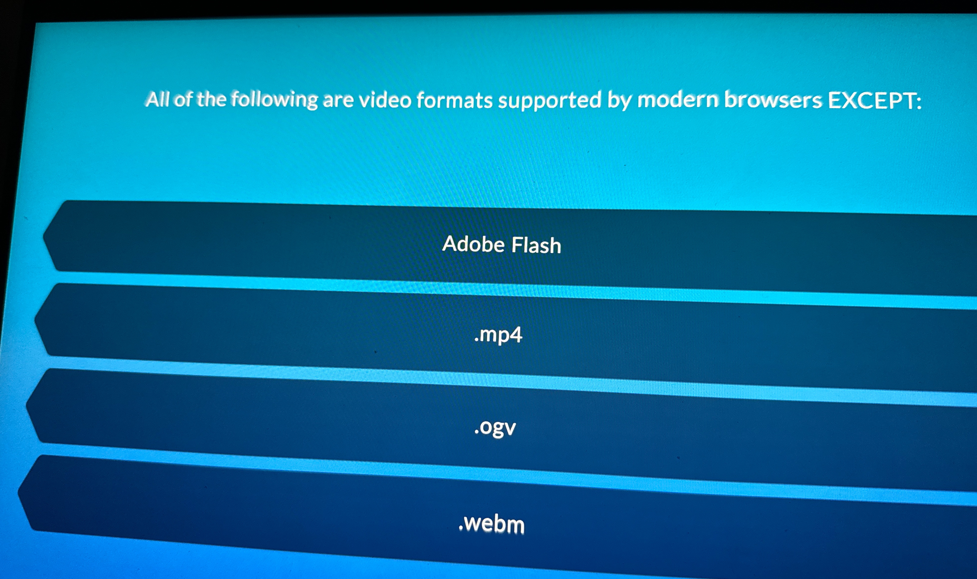 All of the following are video formats supported