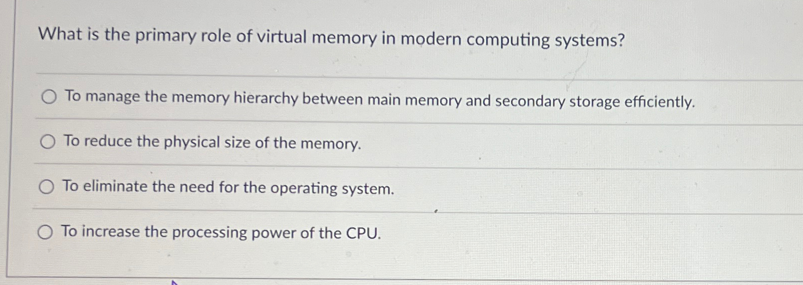 What is the primary role of virtual memory in