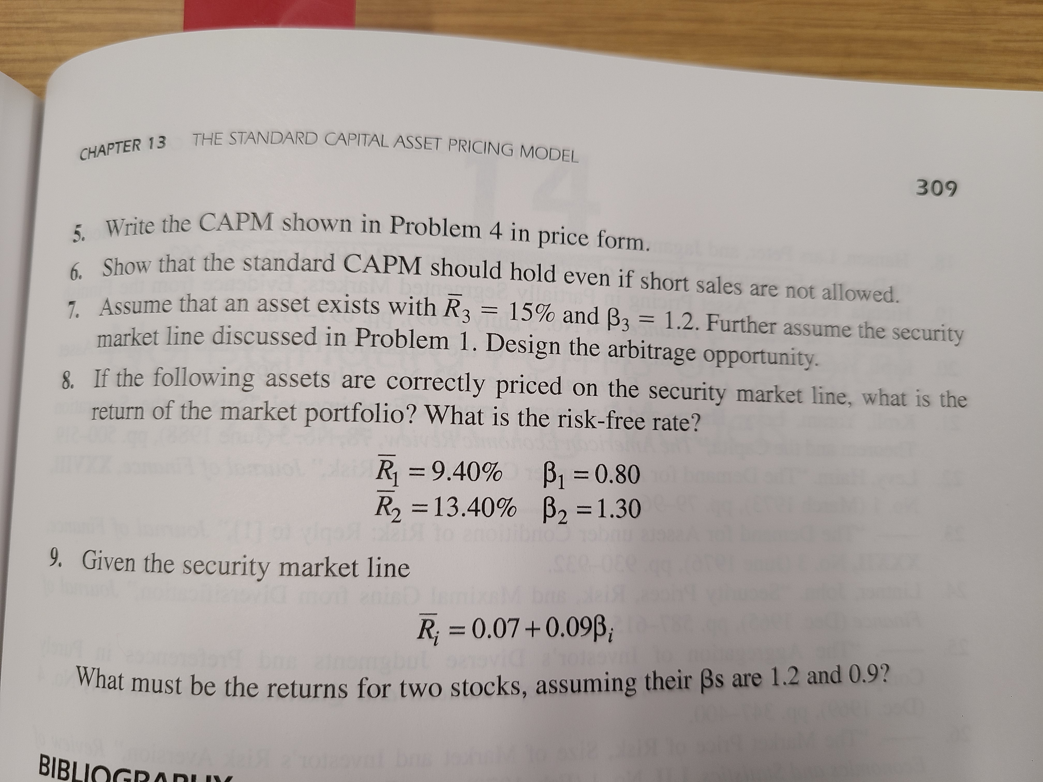 Problem 4) what is the risk free rate ? Problem