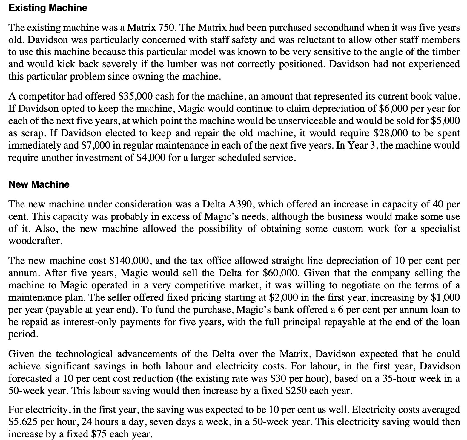 Existing Machine The existing machine was a