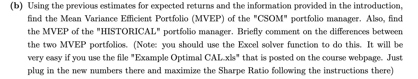 (b) Using the previous estimates for expected