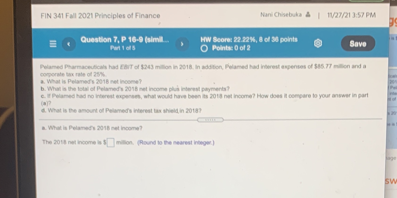 7. Answer questions a-d pleasee FIN 341 Fall 2021