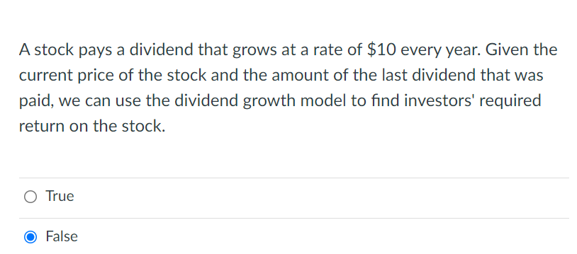 A stock pays a dividend that grows at a rate of
