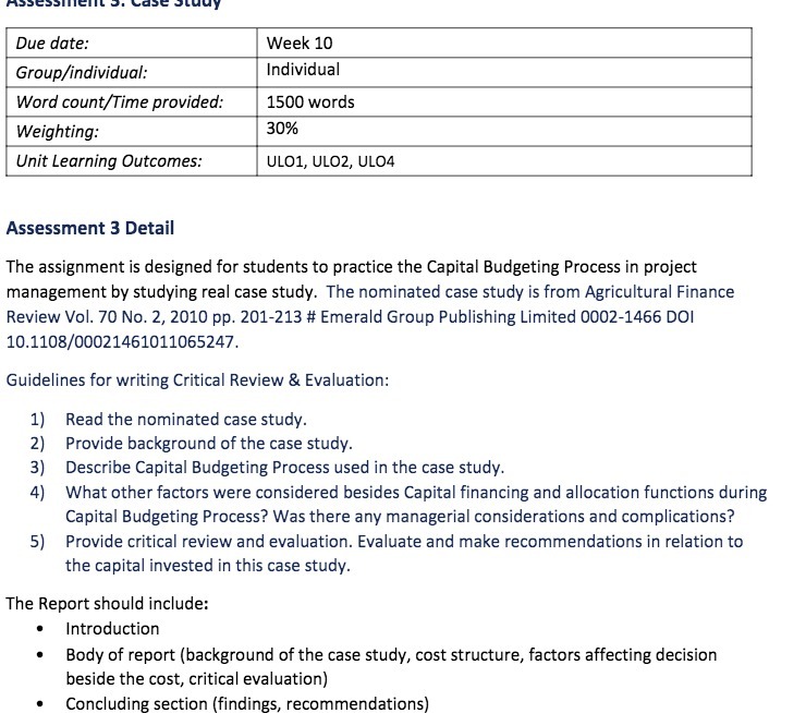 Due date: Week 10 Group/individual: Individual