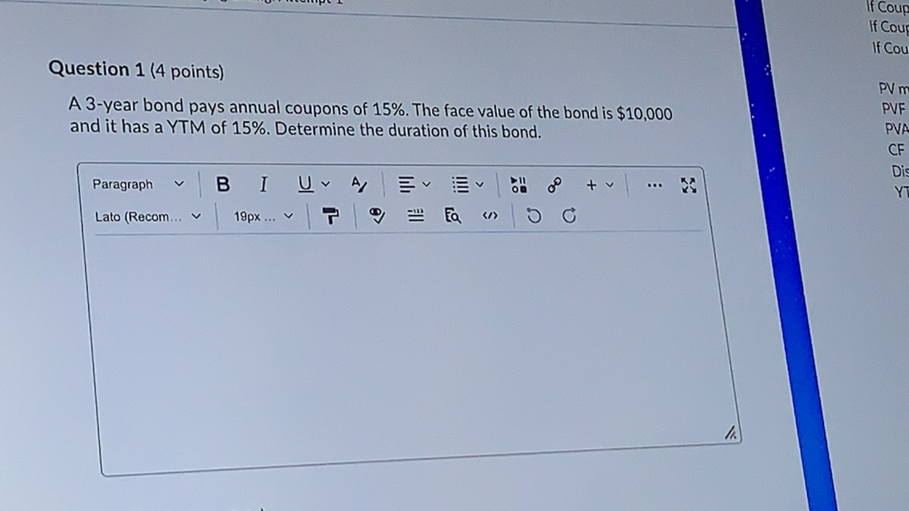 If Coup If Cour If Cou Question 1 (4 points) PV m