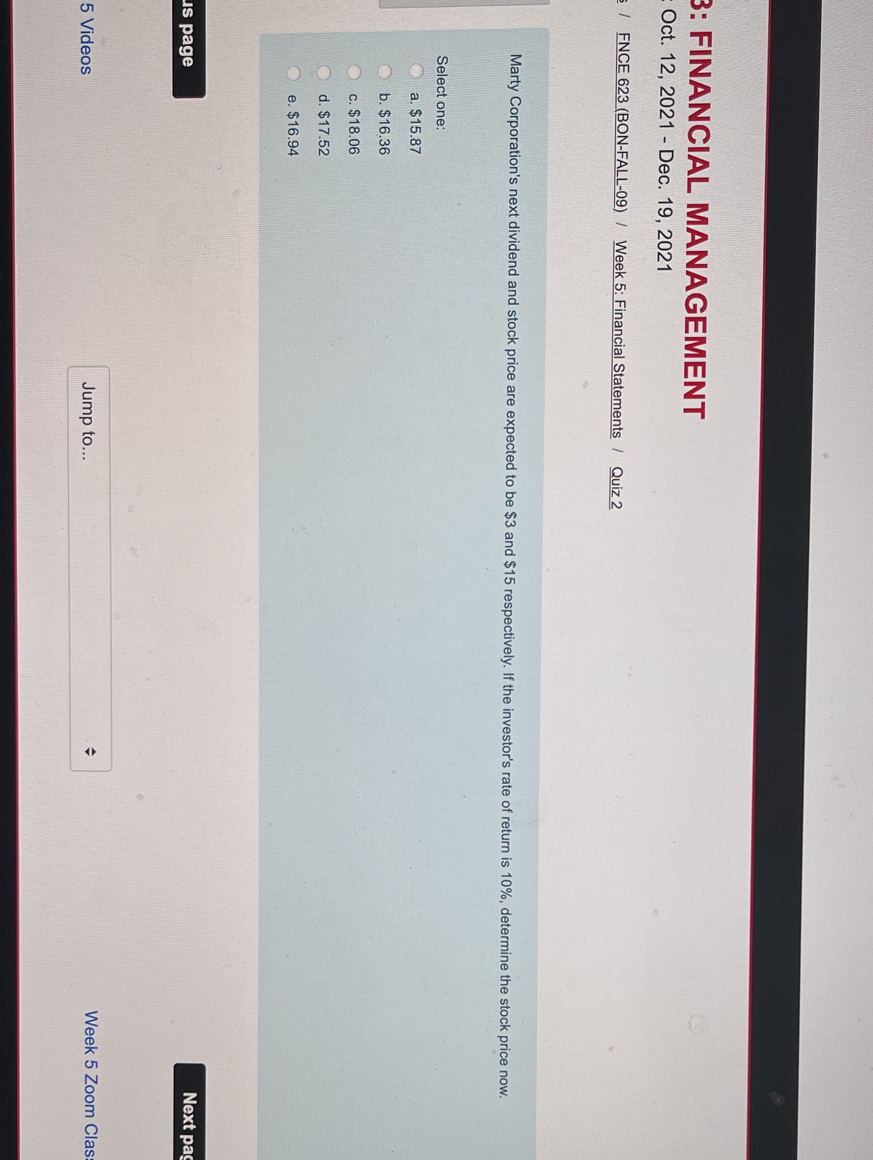 3: FINANCIAL MANAGEMENT Oct. 12, 2021 - Dec. 19,