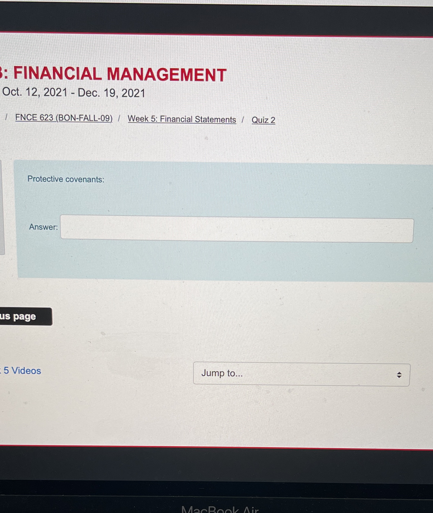 : FINANCIAL MANAGEMENT Oct. 12, 2021 - Dec. 19,