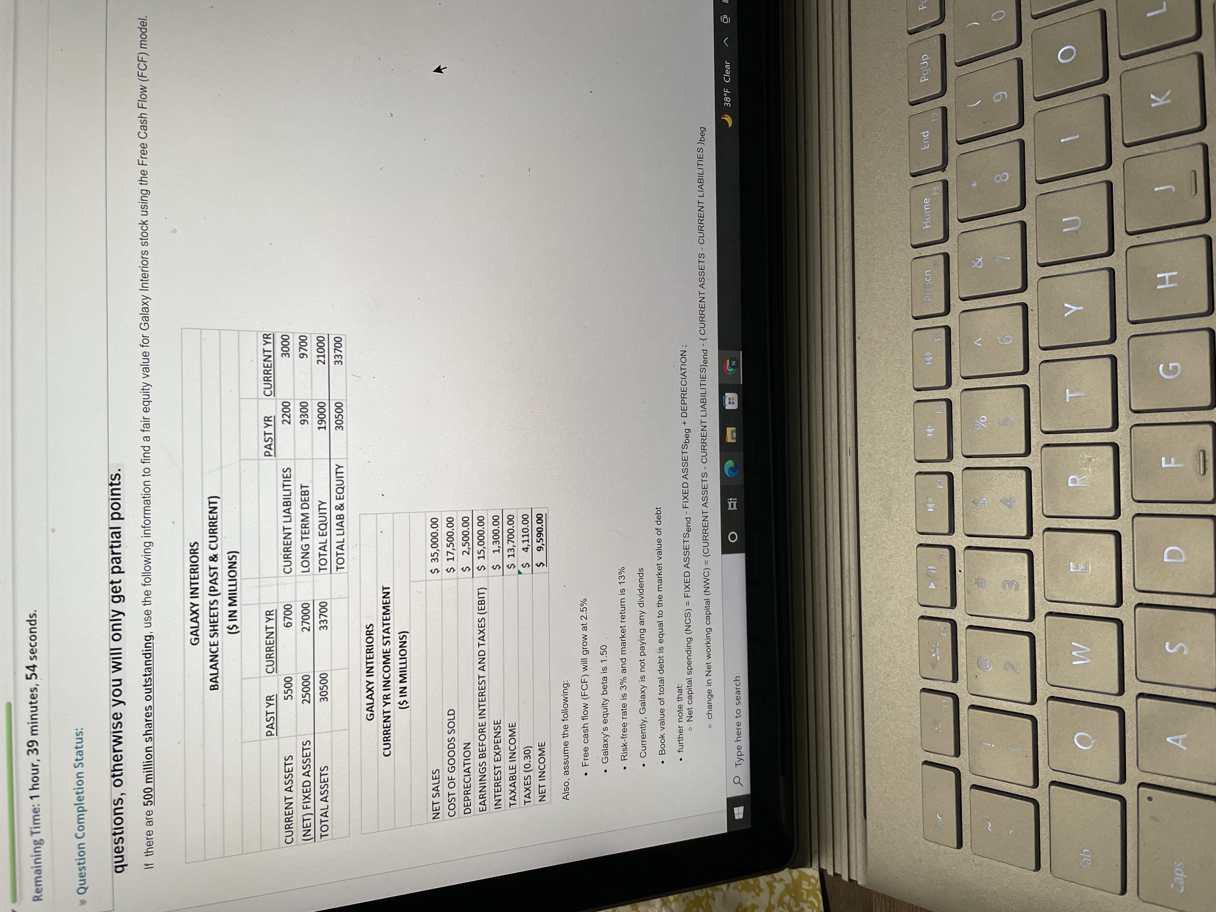 Remaining Time: 1 hour, 39 minutes, 54 seconds.