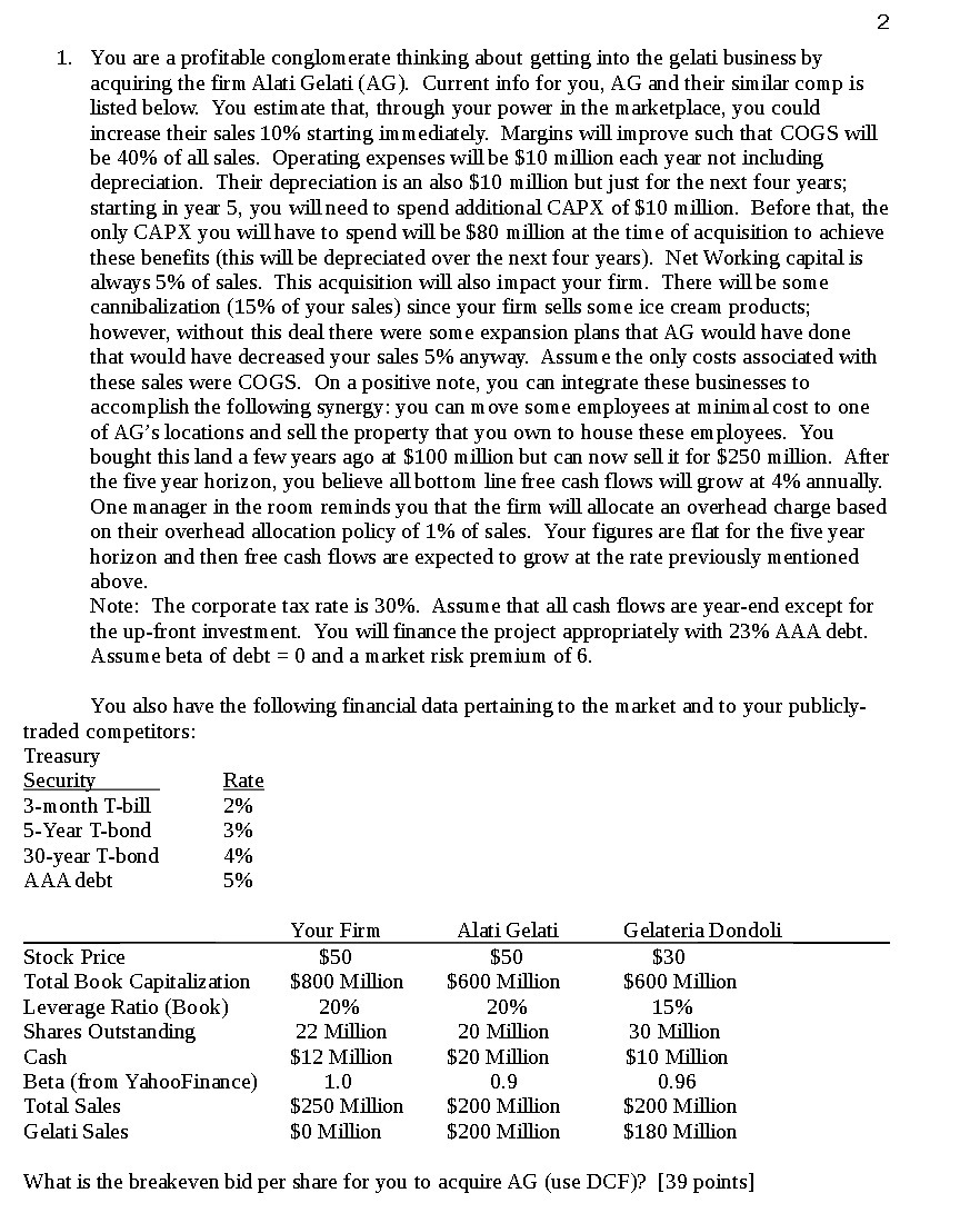 2 1. You are a profitable conglomerate thinking