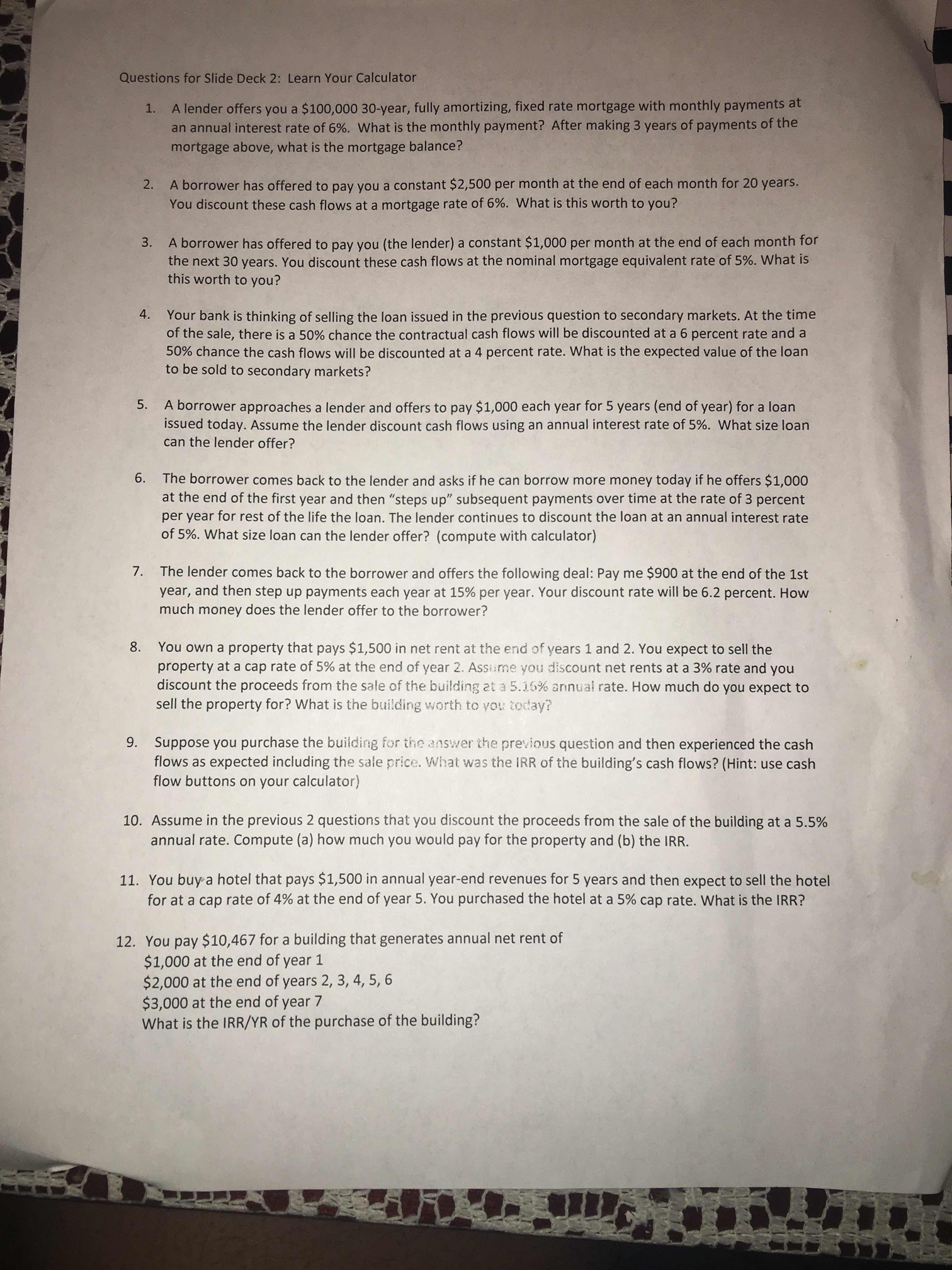 Questions for Slide Deck 2: Learn Your Calculator