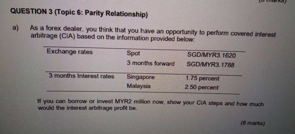 QUESTION 3 (Topic 6: Parity Relationship) a) As a