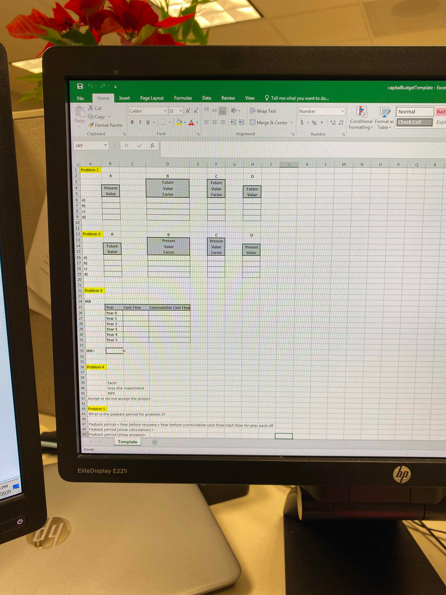 resa capitalBudgetTemplate - Exc File Home Insert