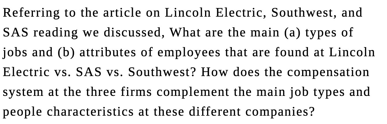 Referring to the article on Lincoln Electric,