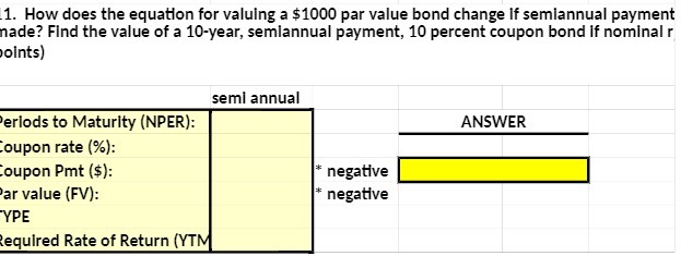 1. How does the equation for valuing a $1000 par