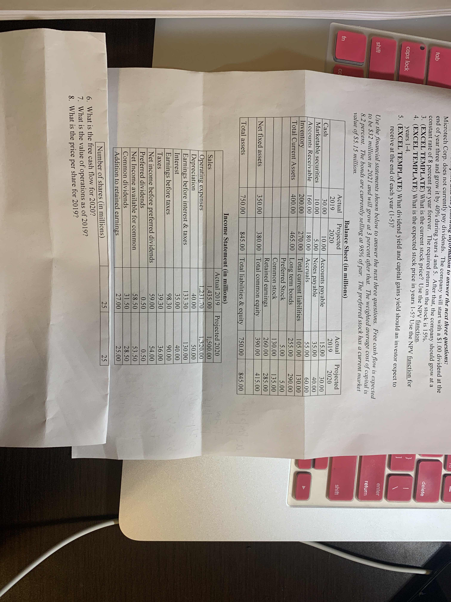 answer the next three questions: Microtech Corp.