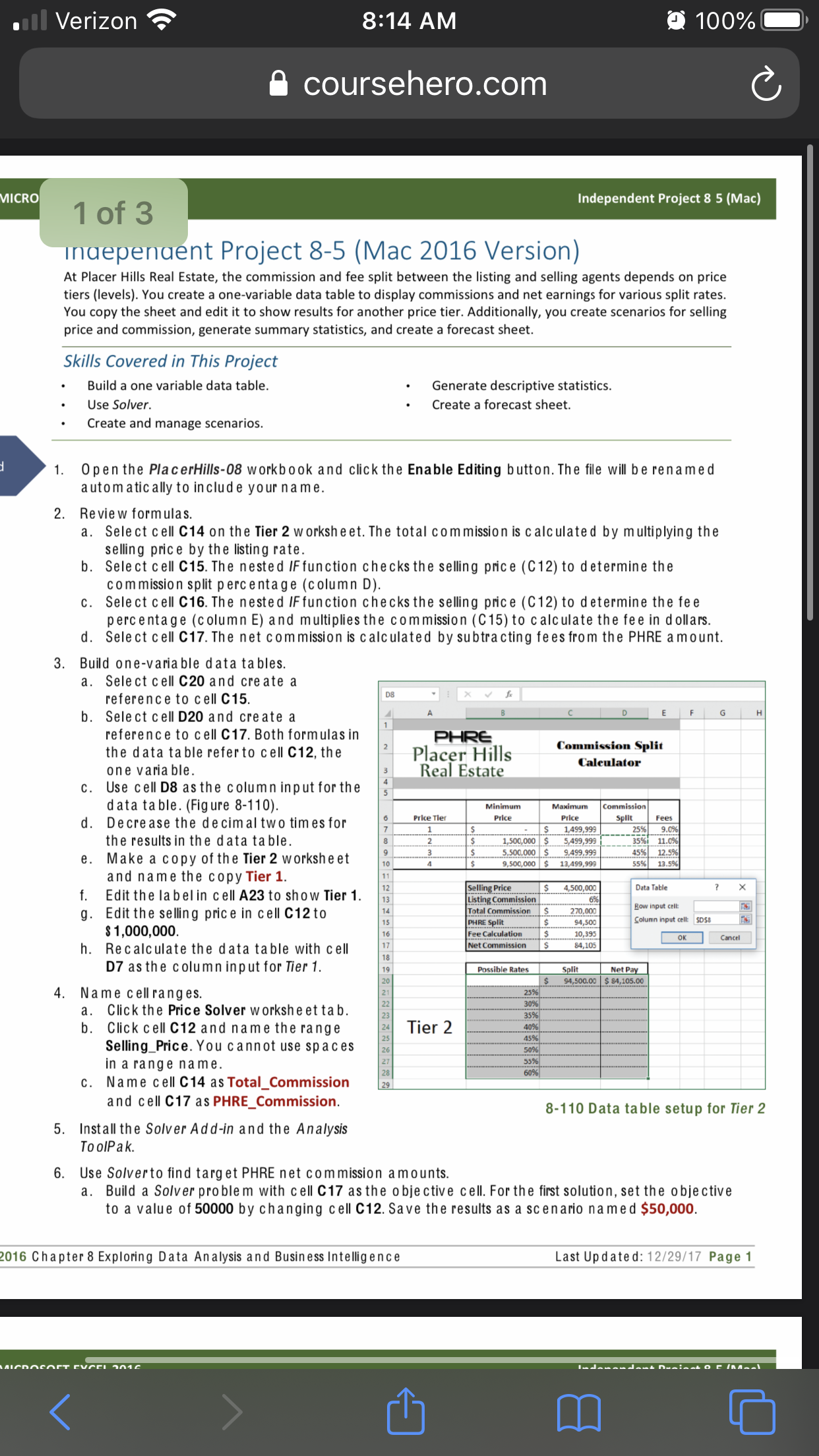 I need help on doing Simnet excel Ch8 indipendent