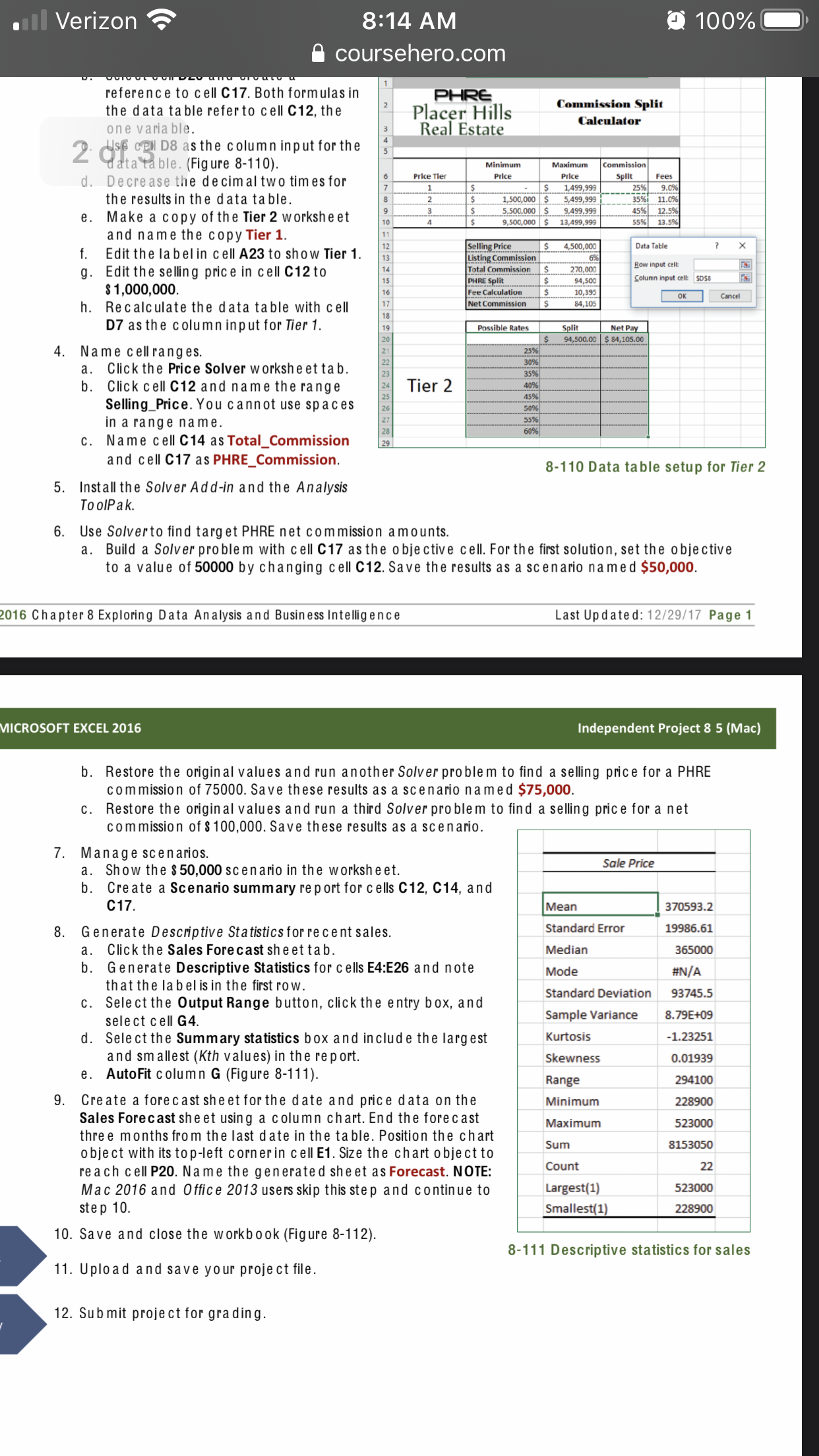 I need help on doing Simnet excel Ch8 indipendent