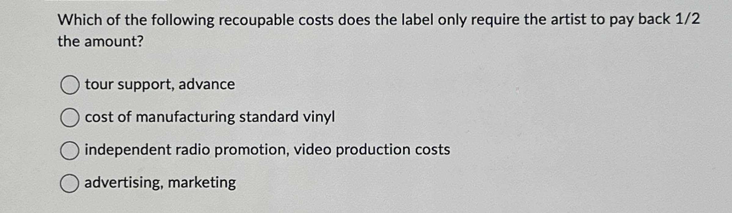Which of the following recoupable costs does the