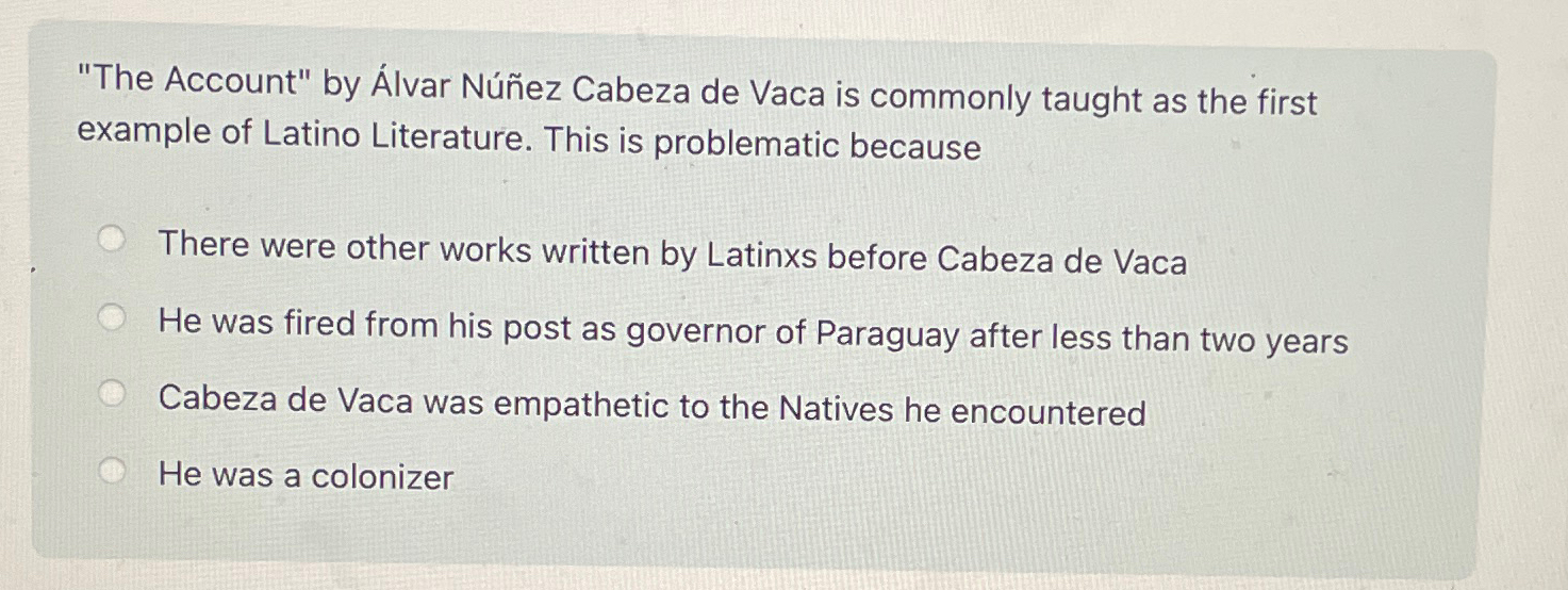 "The Account" by lvar N ez Cabeza de Vaca is