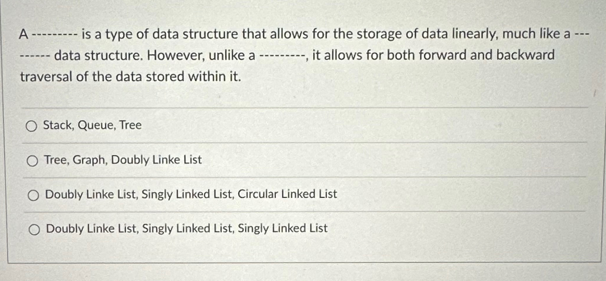 A q , is a type of data structure that allows for