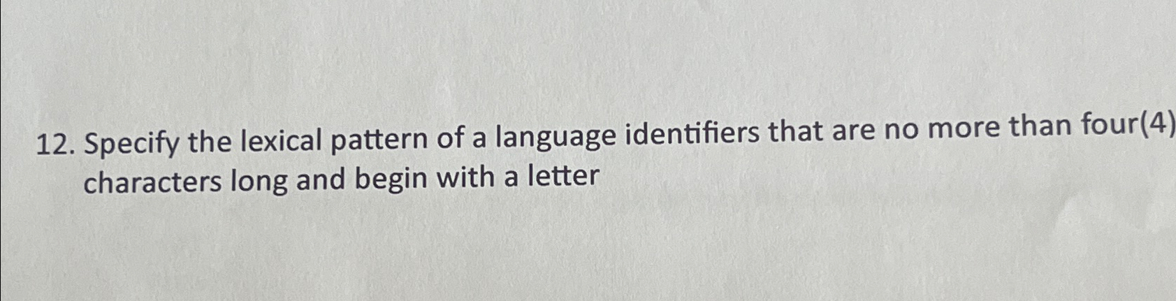 Specify the lexical pattern of a language