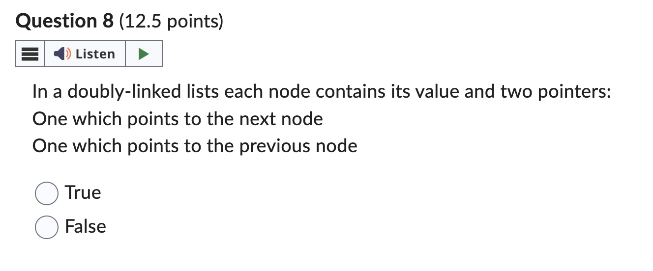Question 8 ( 1 2 . 5 points ) In a doubly -