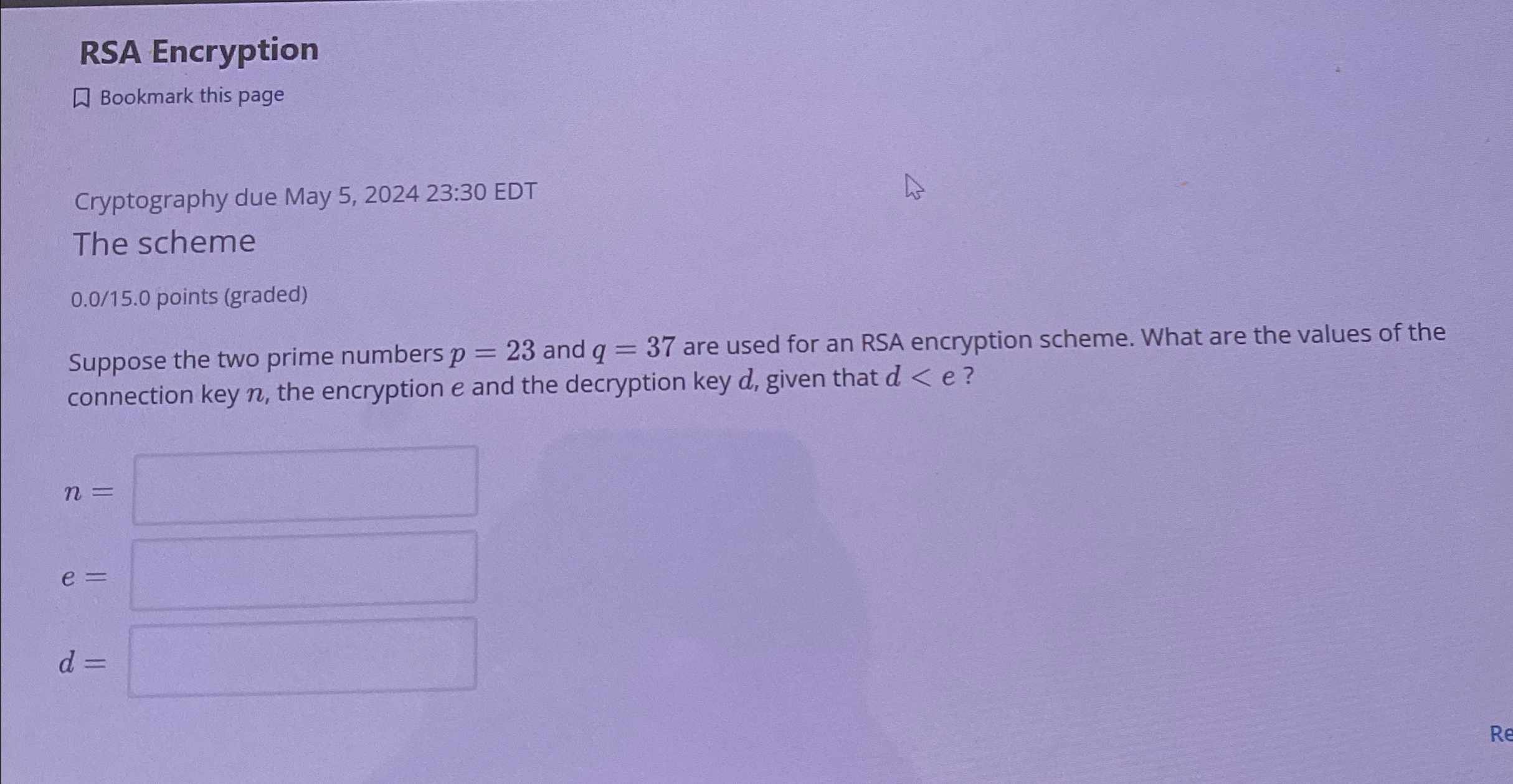 RSA Encryption Bookmark this page Cryptography