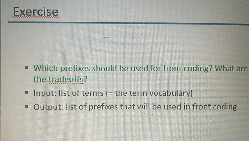 Exercise Which prefixes should be used for front